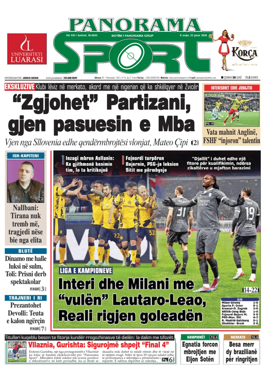 Prima-pagina-Panorama Sport-oggi-edizione-di-oggi-20250123